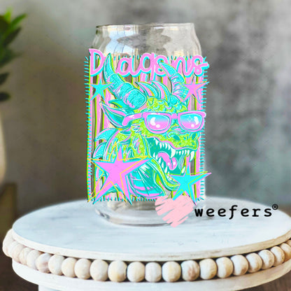 UV DTF Decal - Dragons Colorful Mascot 16oz Libbey Glass Original Size Weefers