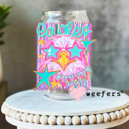 UV DTF Decal - Eagles Game Day Colorful Mascot 16oz Libbey Glass Original Size Weefers