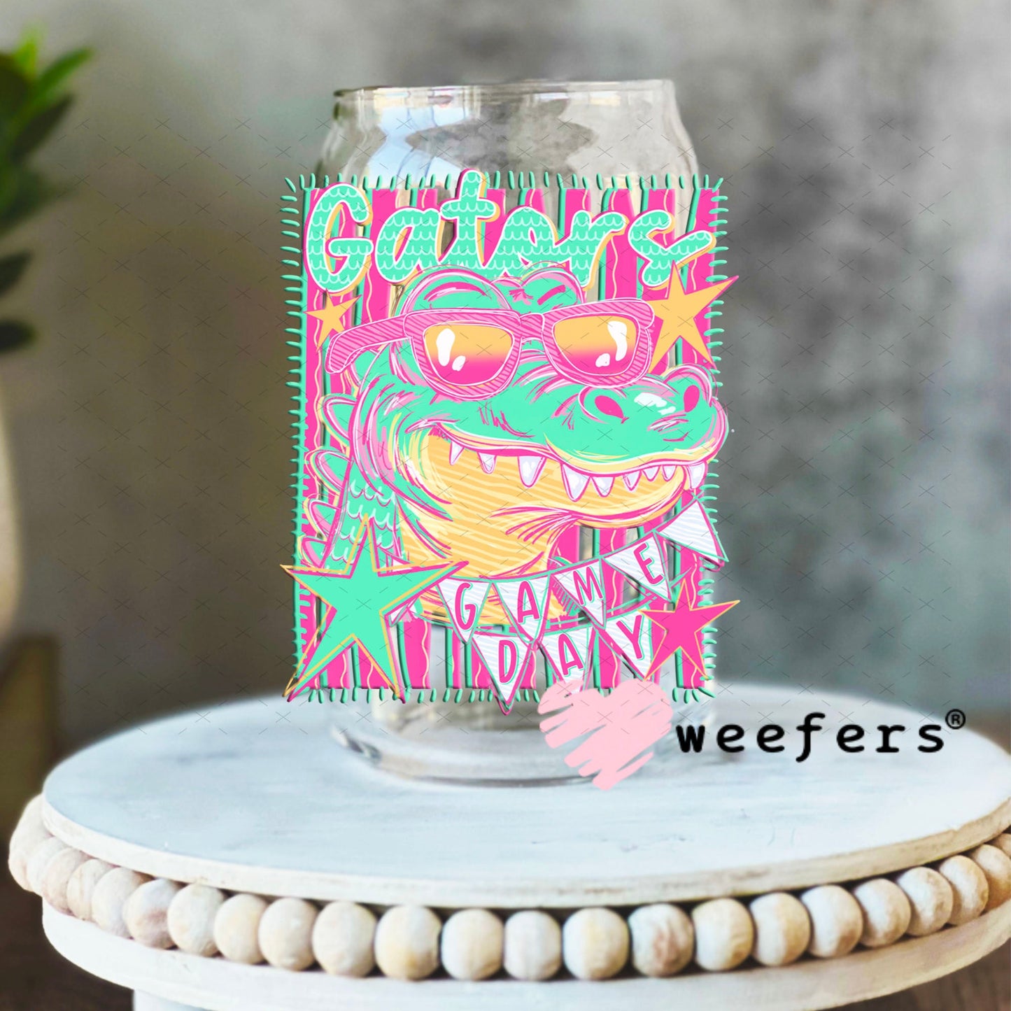 UV DTF Decal - Gators Game Day Colorful Mascot 16oz Libbey Glass Original Size Weefers