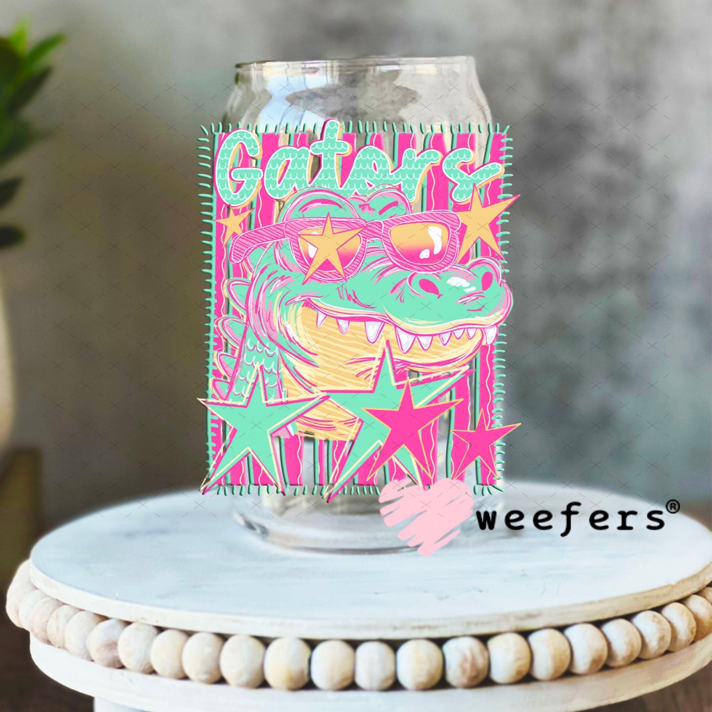 UV DTF Decal - Gators Colorful Mascot 16oz Libbey Glass Original Size Weefers