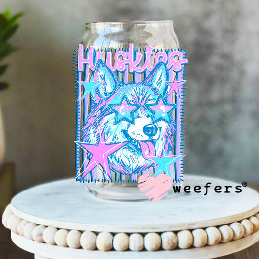 UV DTF Decal - Huskies Colorful Mascot 16oz Libbey Glass Original Size Weefers