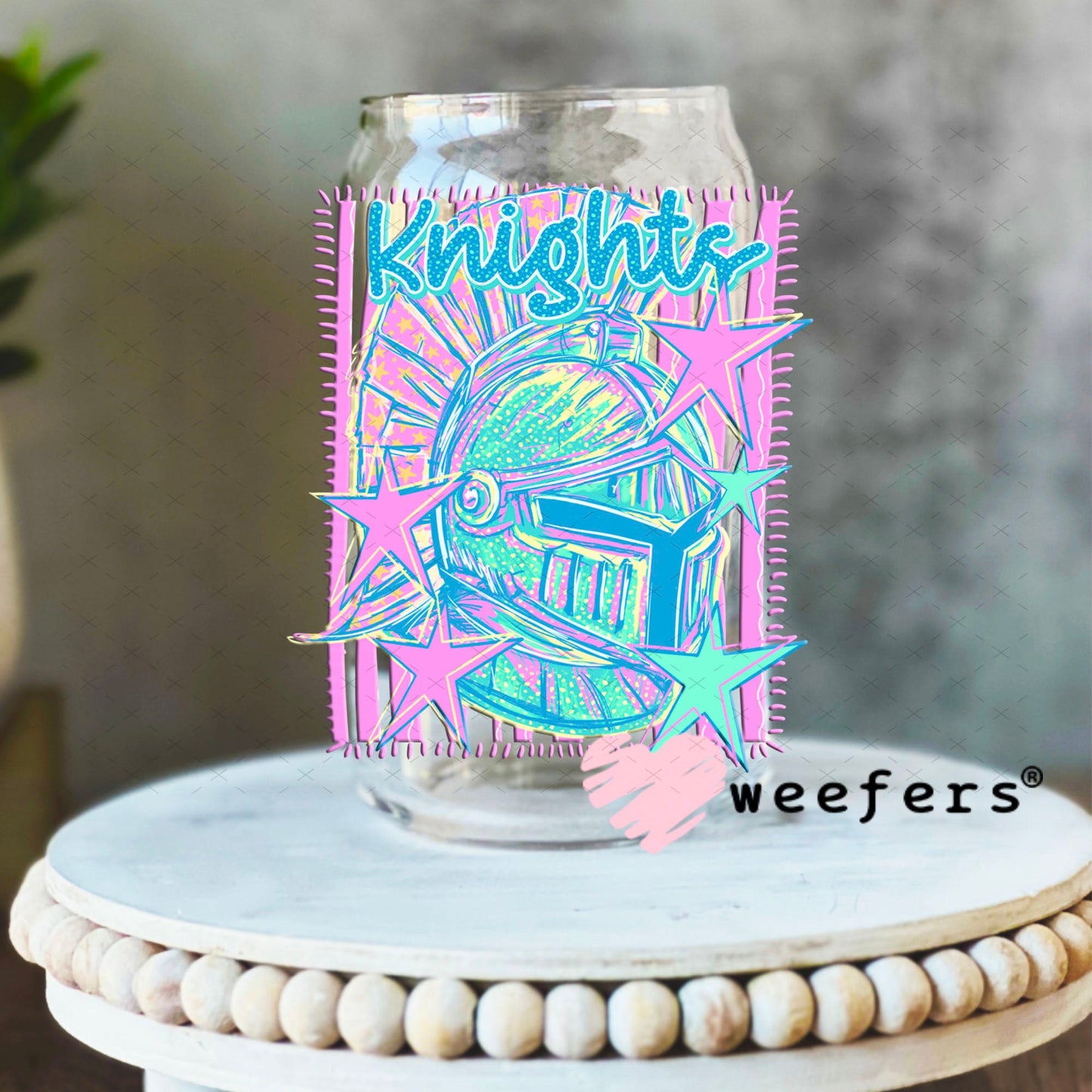 UV DTF Decal - Knights Colorful Mascot 16oz Libbey Glass Original Size Weefers