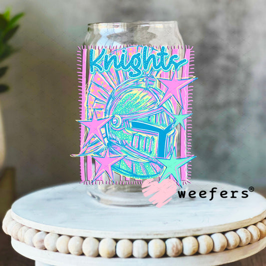 UV DTF Decal - Knights Colorful Mascot 16oz Libbey Glass Original Size Weefers
