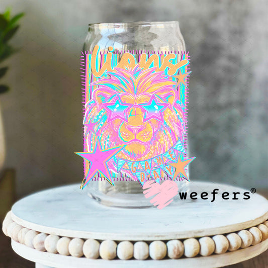 UV DTF Decal - Lions Game Day Colorful Mascot 16oz Libbey Glass Original Size Weefers