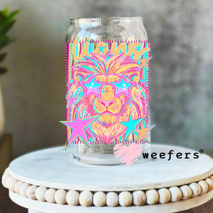 UV DTF Decal - Lions Colorful Mascot 16oz Libbey Glass Original Size Weefers