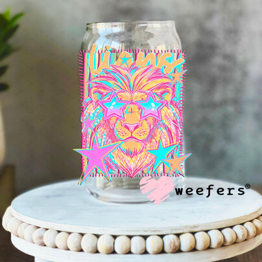 UV DTF Decal - Lions Colorful Mascot 16oz Libbey Glass Original Size Weefers