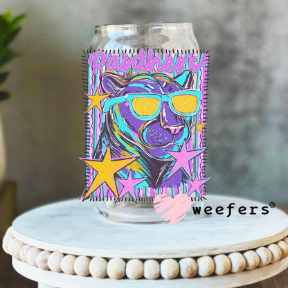 UV DTF Decal - Panthers Colorful Mascot 16oz Libbey Glass Original Size Weefers