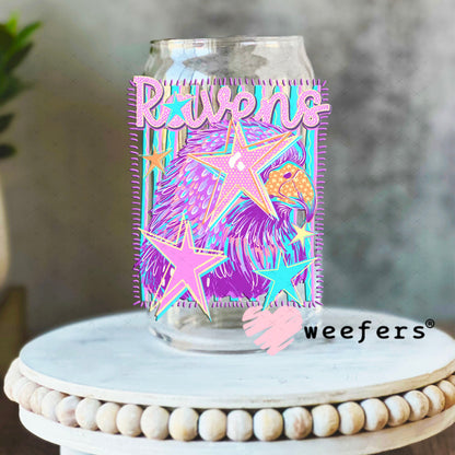 UV DTF Decal - Ravens Colorful Mascot 16oz Libbey Glass Original Size Weefers