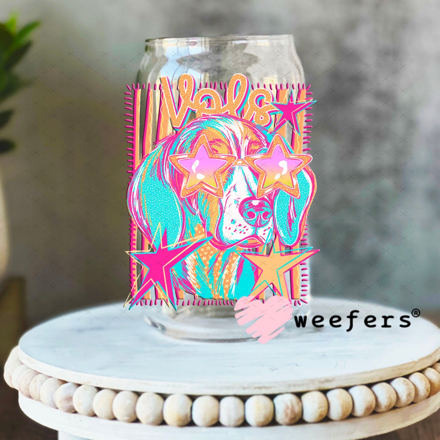 UV DTF Decal - Vols Colorful Mascot 16oz Libbey Glass Original Size Weefers