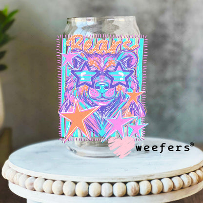 UV DTF Decal - Bears Colorful Mascot 16oz Libbey Glass Original Size Weefers