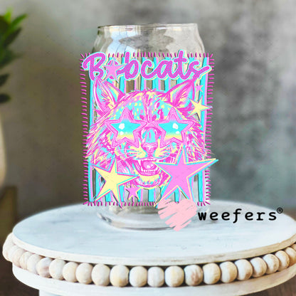 UV DTF Decal - Bobcats Colorful Mascot 16oz Libbey Glass Original Size Weefers