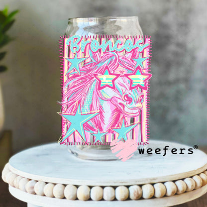 UV DTF Decal - Broncos Colorful Mascot 16oz Libbey Glass Original Size Weefers