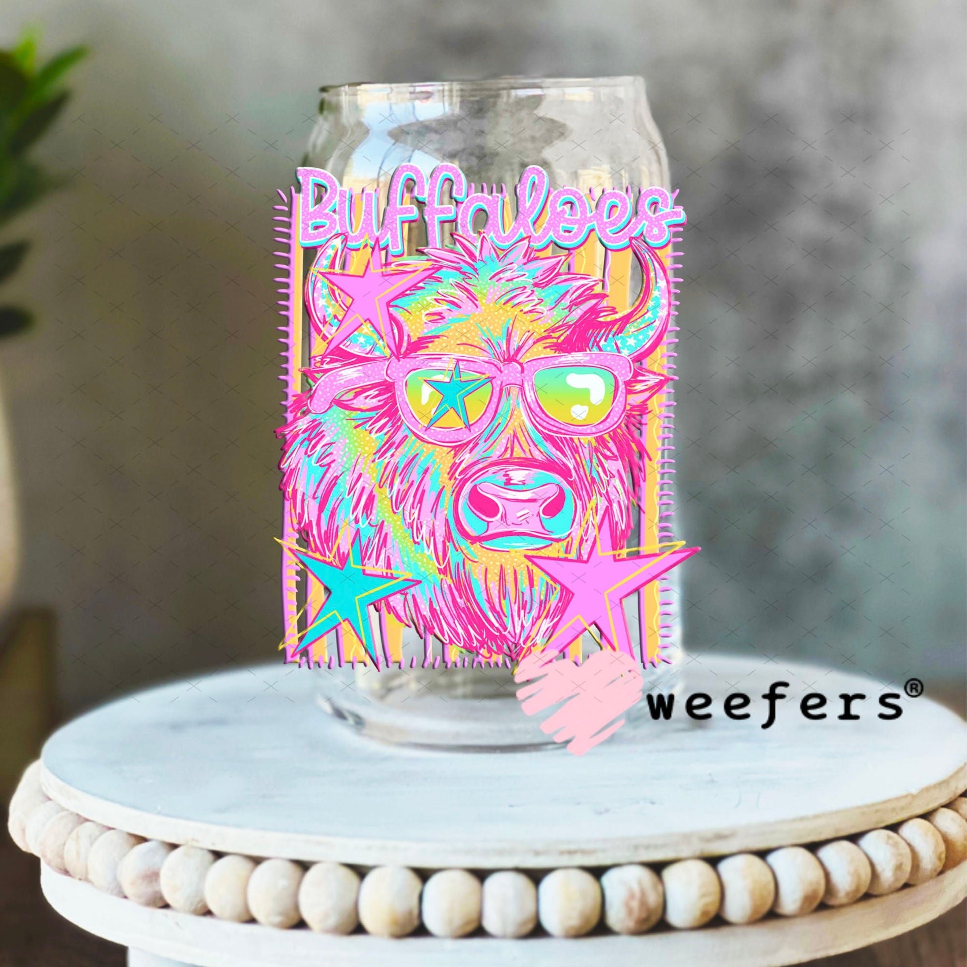 UV DTF Decal - Buffaloes Colorful Mascot 16oz Libbey Glass Original Size Weefers