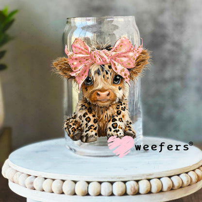 UV DTF Decal - Leopard Bougie Highland Cow 16oz Libbey Glass Original Size Weefers