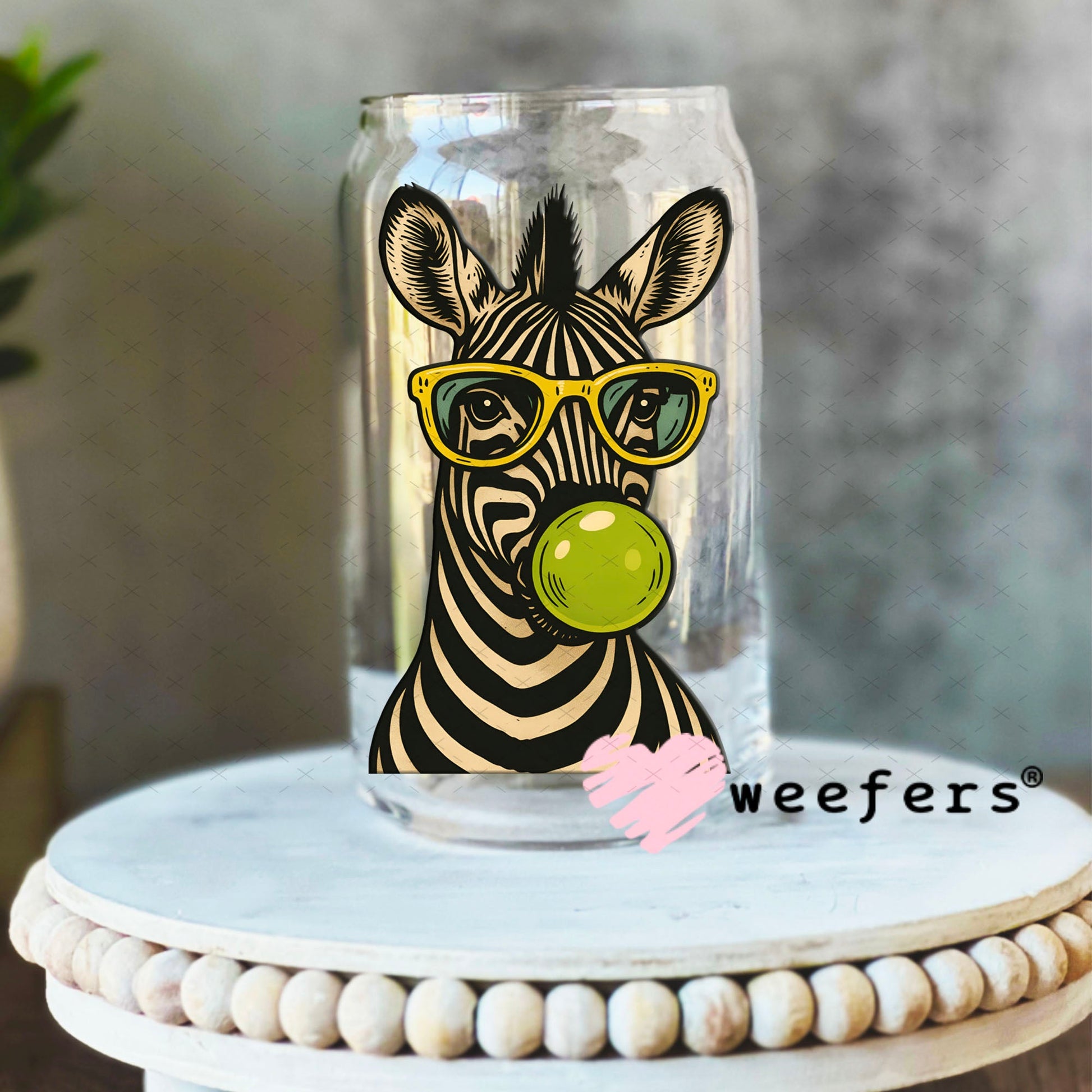 UV DTF Decal - Bubble Zebra 16oz Libbey Glass Original Size Weefers