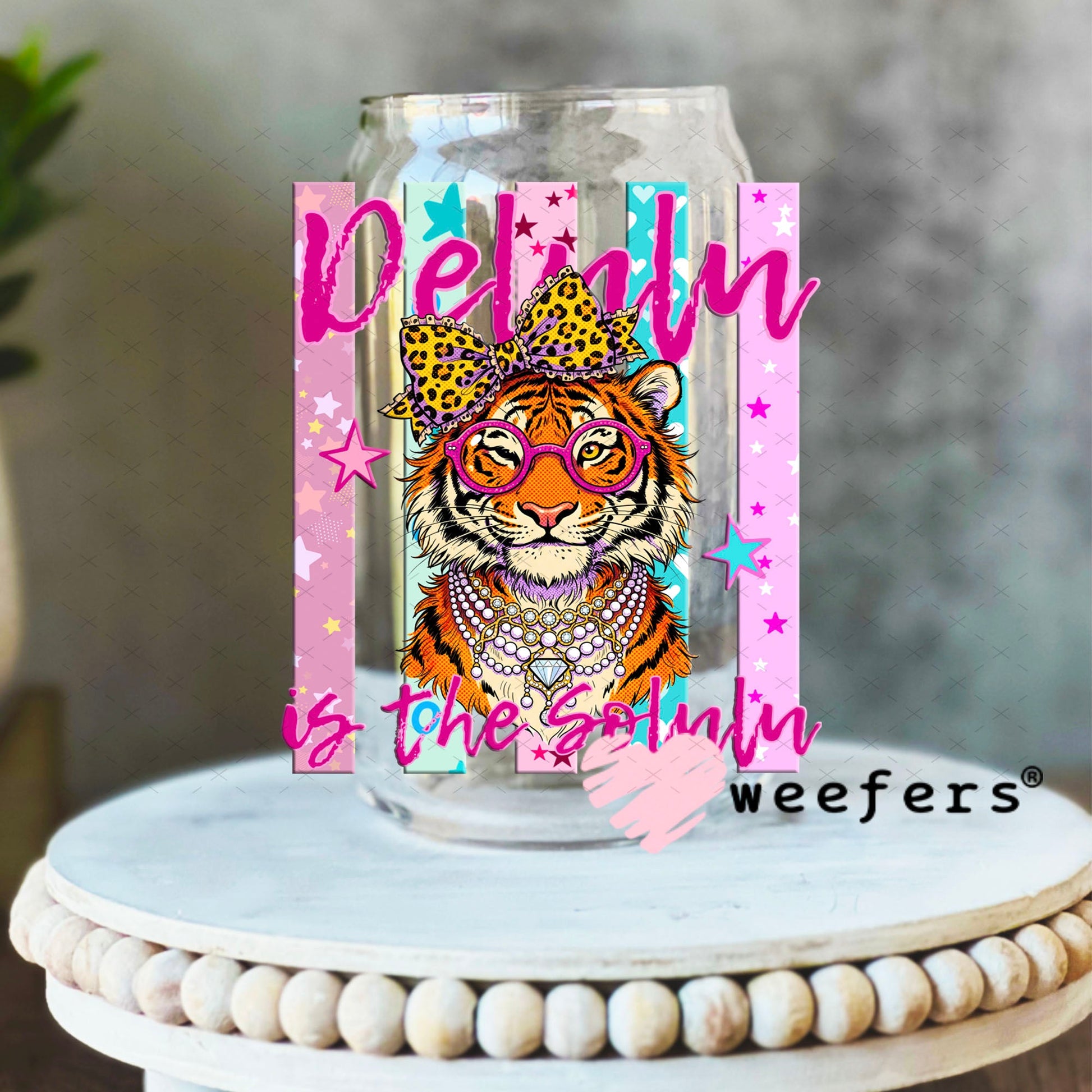 UV DTF Decal - Delulu is the Solulu 16oz Libbey Glass Original Size Weefers