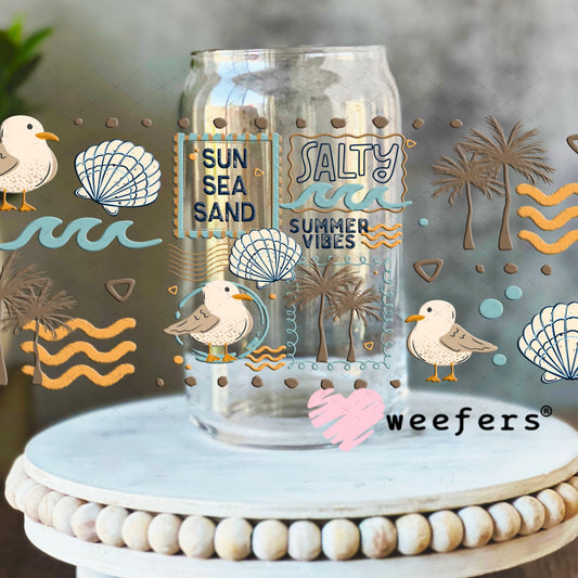 UV DTF Cup Wraps - Sun Sea Sand Summer Vibes 16oz Libbey Glass Original Size Weefers