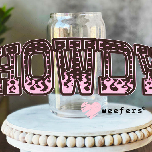 UV DTF Cup Wraps - Howdy Pink 16oz Libbey Glass Original Size Weefers