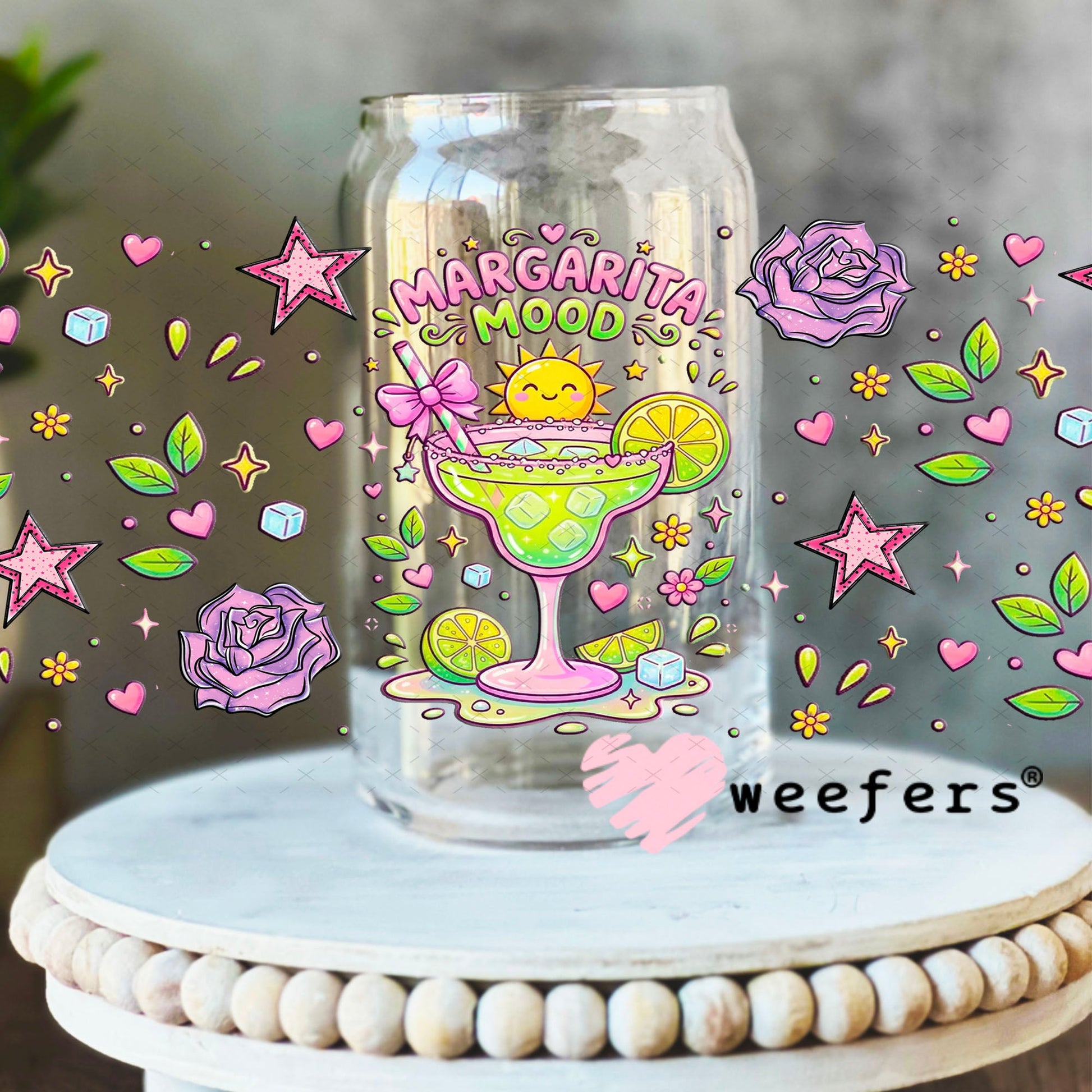 UV DTF Cup Wraps - Margarita Mood - Weefers Exclusive 16oz Libbey Glass Original Size Weefers
