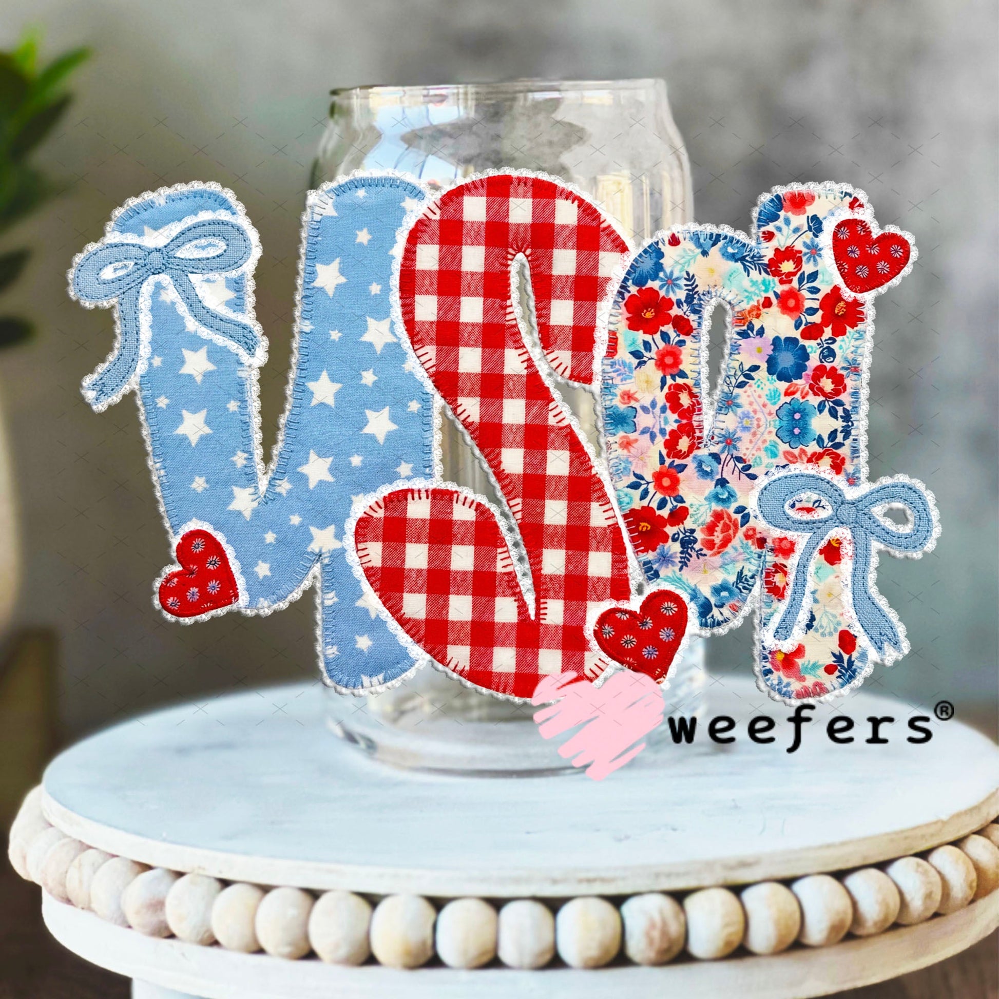 UV DTF Decal - USA Lace 16oz Libbey Glass Original Size Weefers
