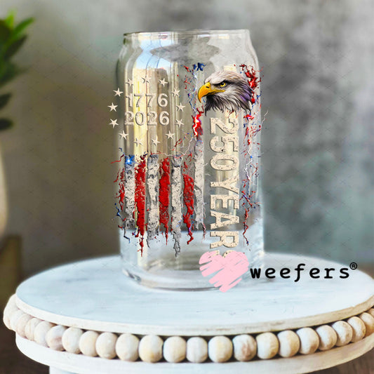 UV DTF Decal - Eagle 1776-2026 USA 16oz Libbey Glass Original Size Weefers