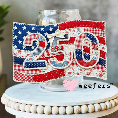 UV DTF Decal - 250 Quilt USA 16oz Libbey Glass Original Size Weefers
