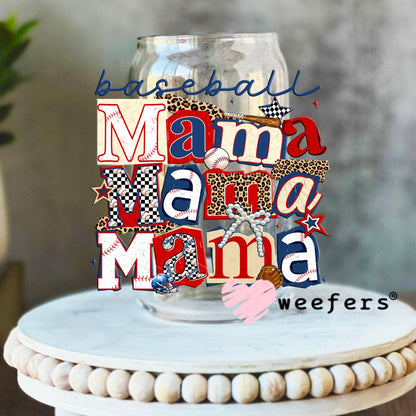 UV DTF Decal - Baseball Mama Stacked 16oz Libbey Glass Original Size Weefers