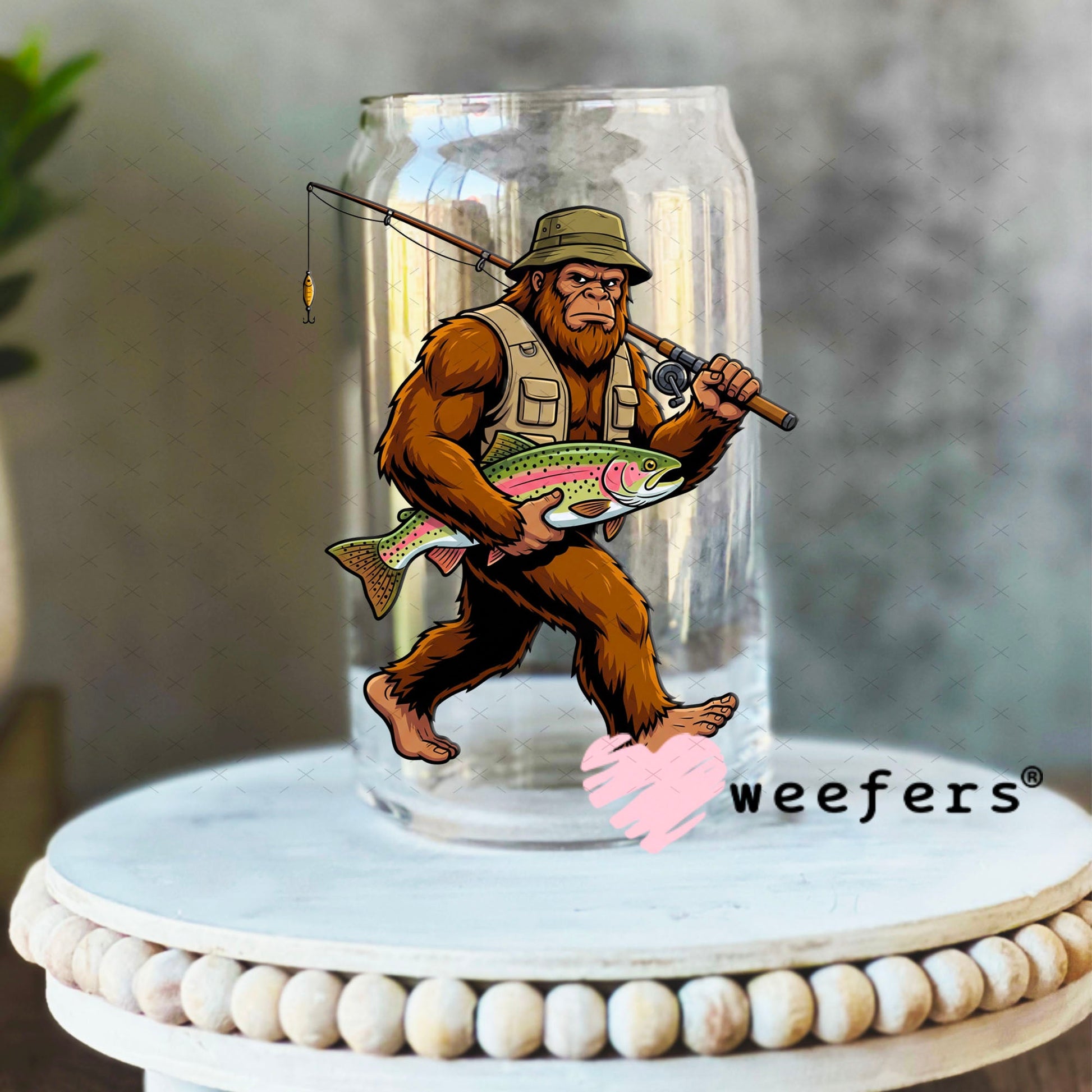 UV DTF Decal - Funny Fishing 16oz Libbey Glass Original Size Weefers
