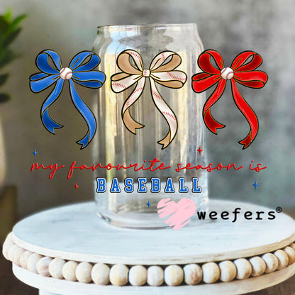 UV DTF Decal - My Favorite Season is Baseball 16oz Libbey Glass Original Size Weefers