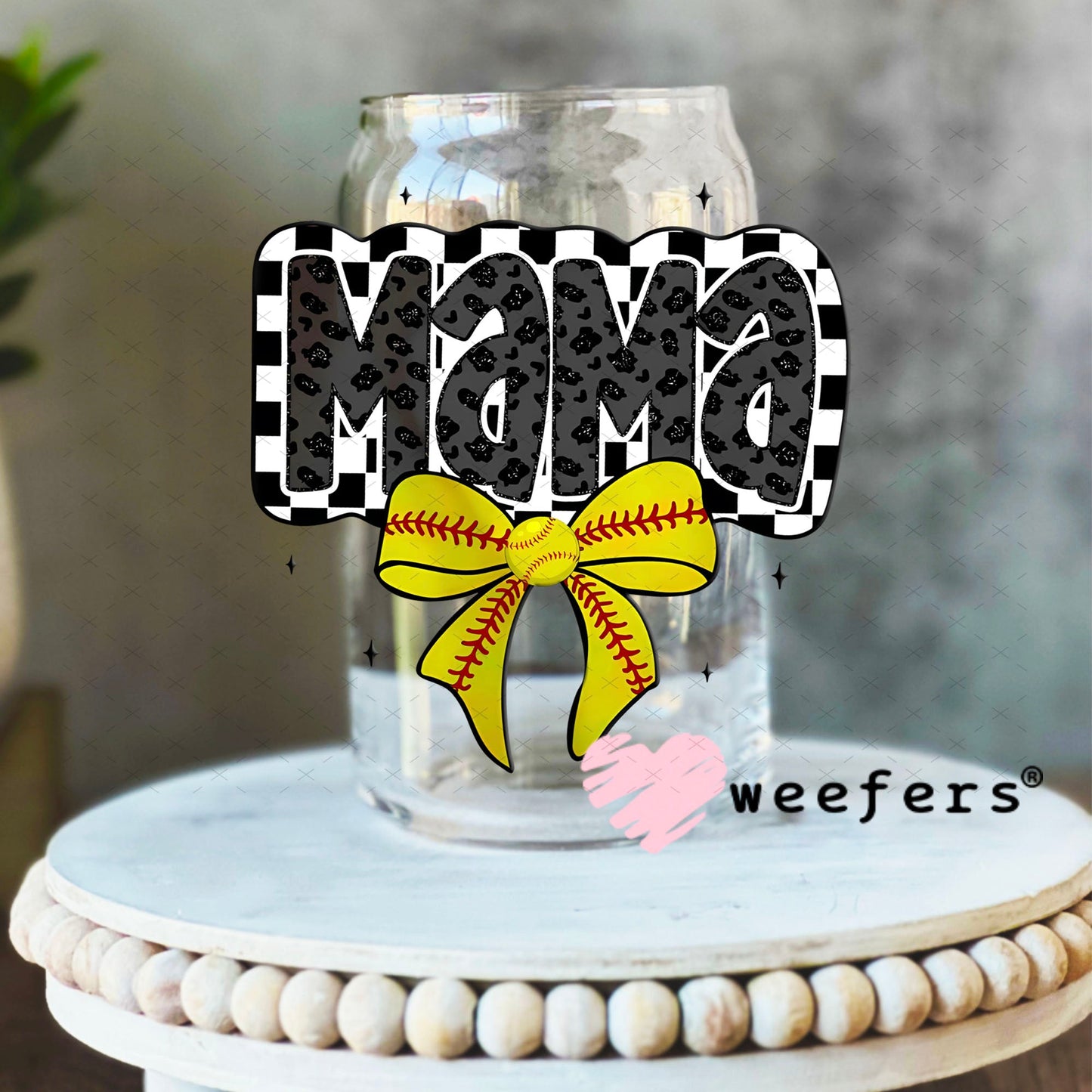 UV DTF Decal - Mama Softball 16oz Libbey Glass Original Size Weefers