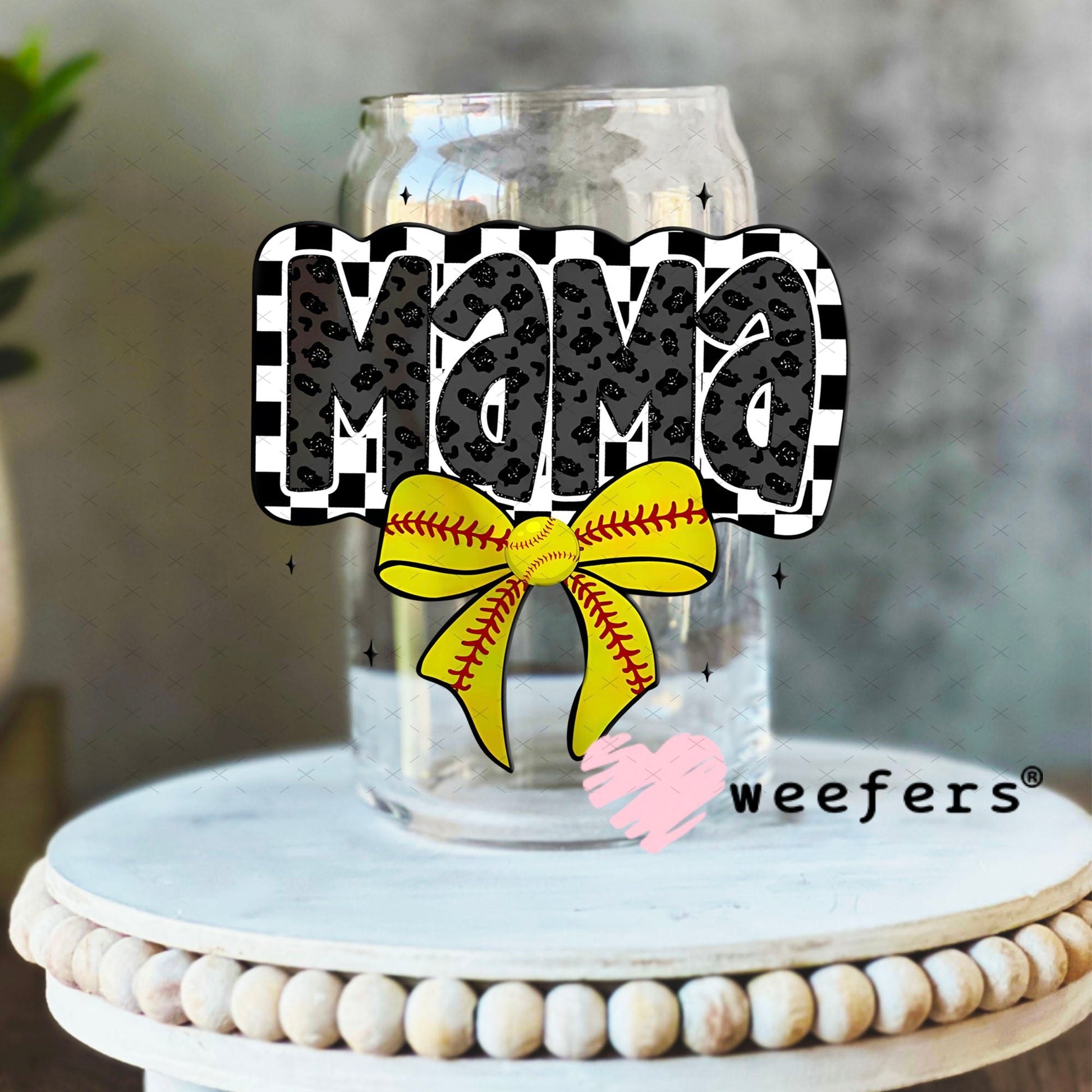 UV DTF Decal - Mama Softball 16oz Libbey Glass Original Size Weefers