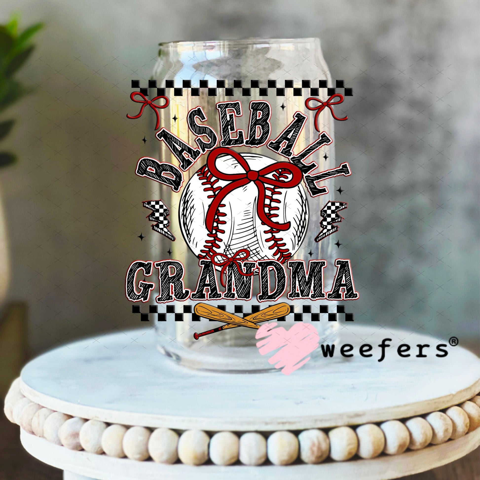 UV DTF Decal - Baseball Grandma 16oz Libbey Glass Original Size Weefers