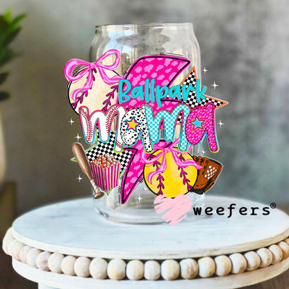 UV DTF Decal - Ballpark Mama Softball Baseball 16oz Libbey Glass Original Size Weefers