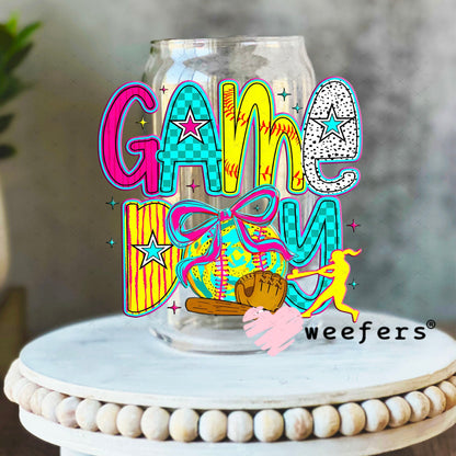UV DTF Decal - Game Day Softball 16oz Libbey Glass Original Size Weefers