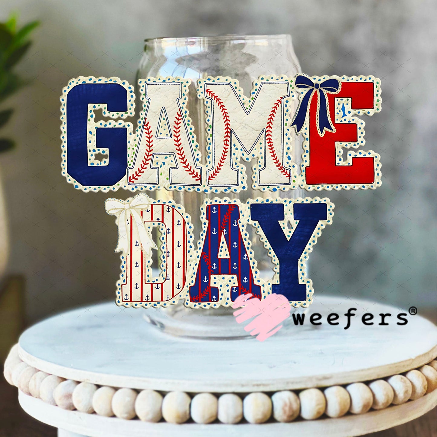 UV DTF Decal - Baseball Gameday 16oz Libbey Glass Original Size Weefers