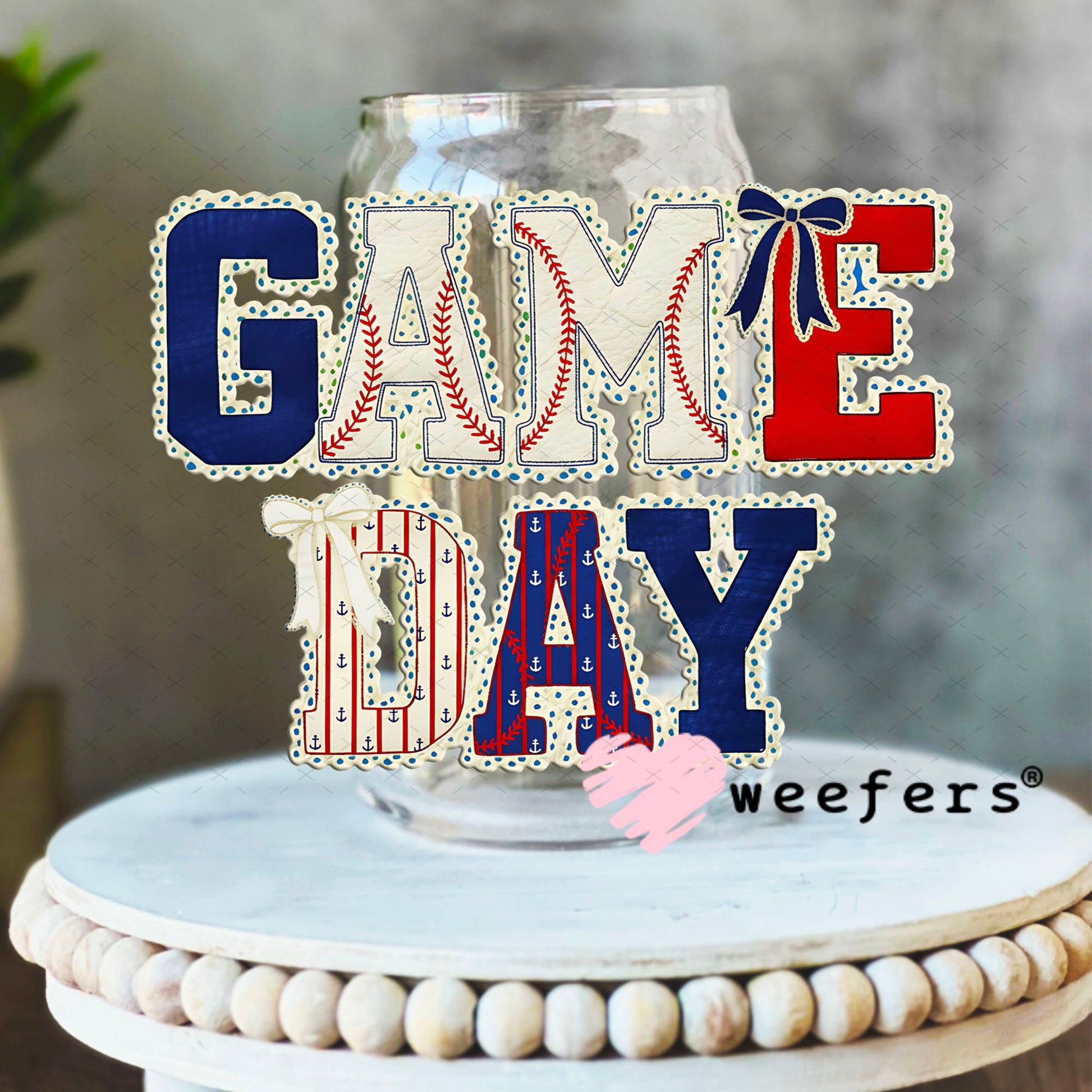 UV DTF Decal - Baseball Gameday 16oz Libbey Glass Original Size Weefers