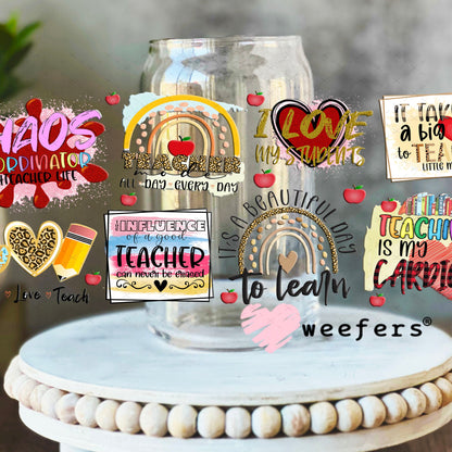 UV DTF Cup Wraps - Teacher Quotes 16oz Libbey Glass Original Size Weefers