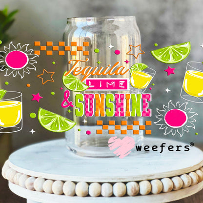 UV DTF Cup Wraps - Tequila Lime and Sunshine 16oz Libbey Glass Original Size Weefers