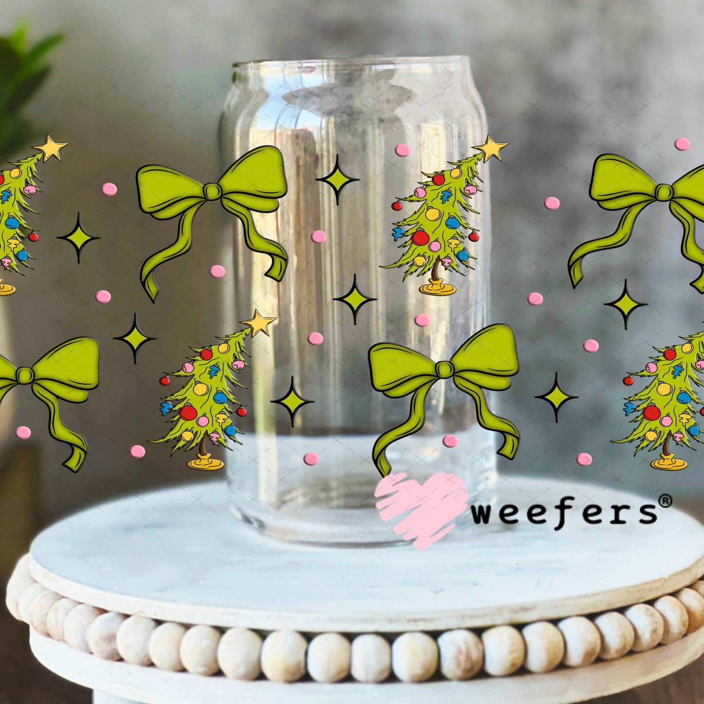 UV DTF Cup Wraps - Whos Who Tree 16oz Libbey Glass Original Size Weefers