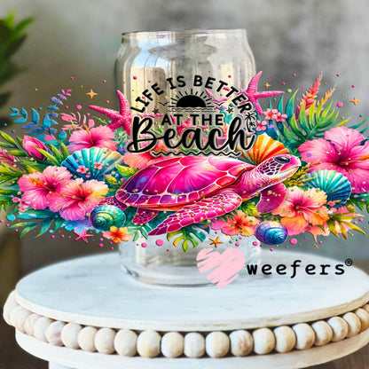 UV DTF Cup Wraps - Life is Better at the Beach 16oz Libbey Glass Original Size Weefers