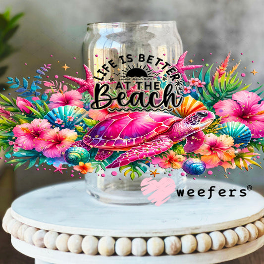 UV DTF Cup Wraps - Life is Better at the Beach 16oz Libbey Glass Original Size Weefers