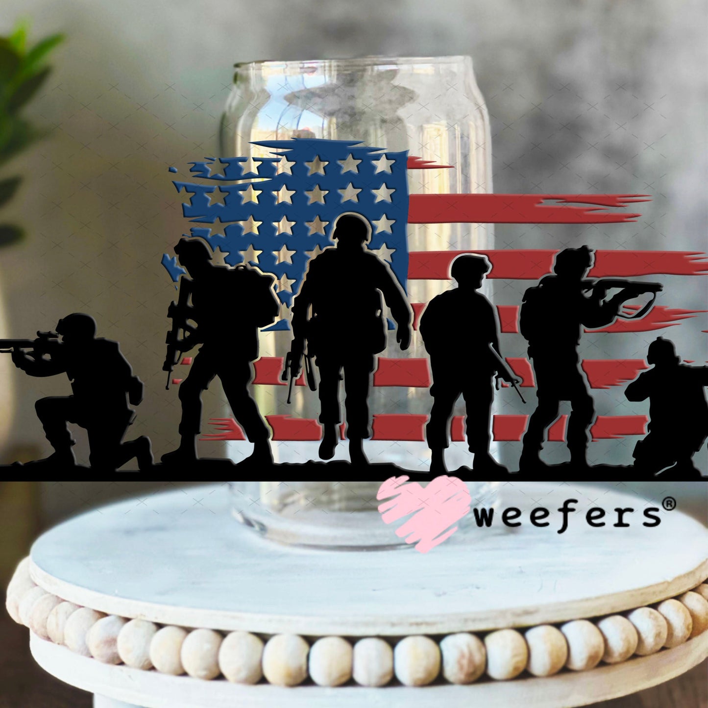 UV DTF Cup Wraps - Soldiers USA 16oz Libbey Glass Original Size Weefers