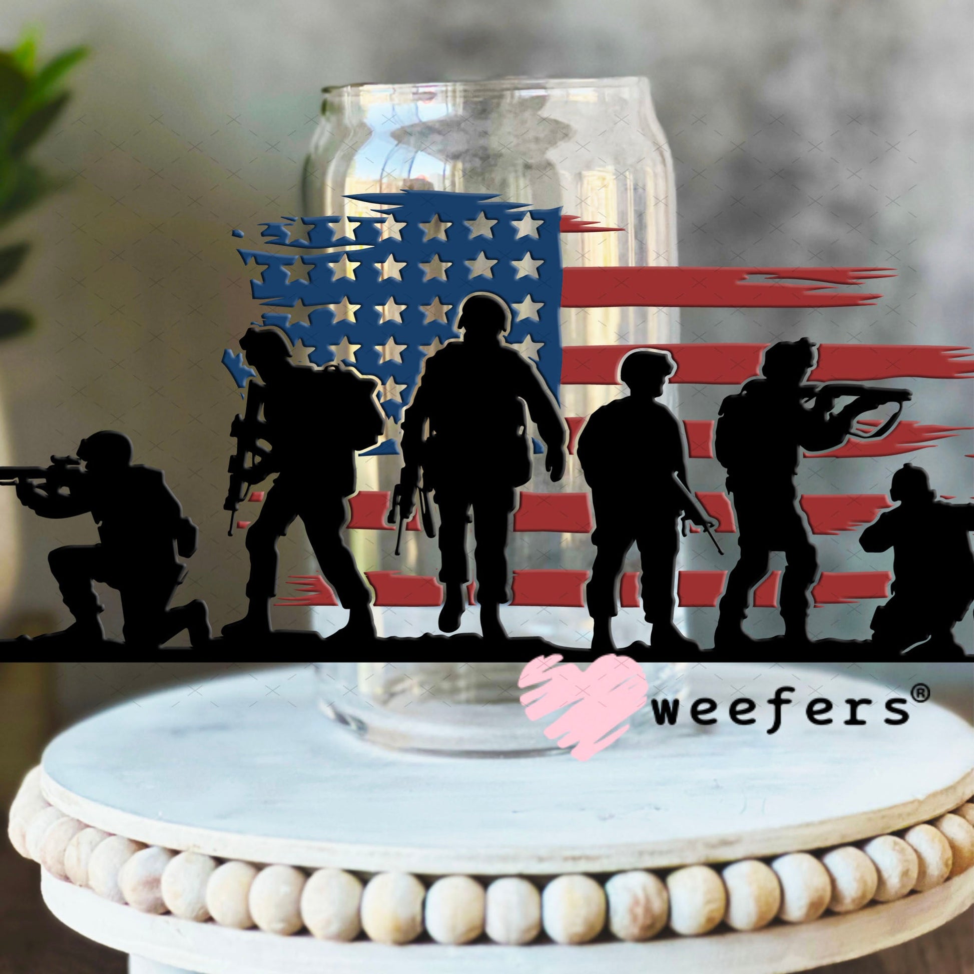 UV DTF Cup Wraps - Soldiers USA 16oz Libbey Glass Original Size Weefers
