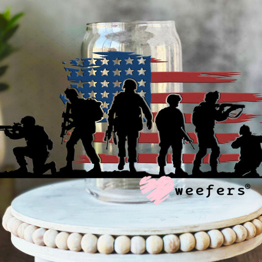 UV DTF Cup Wraps - Soldiers USA 16oz Libbey Glass Original Size Weefers