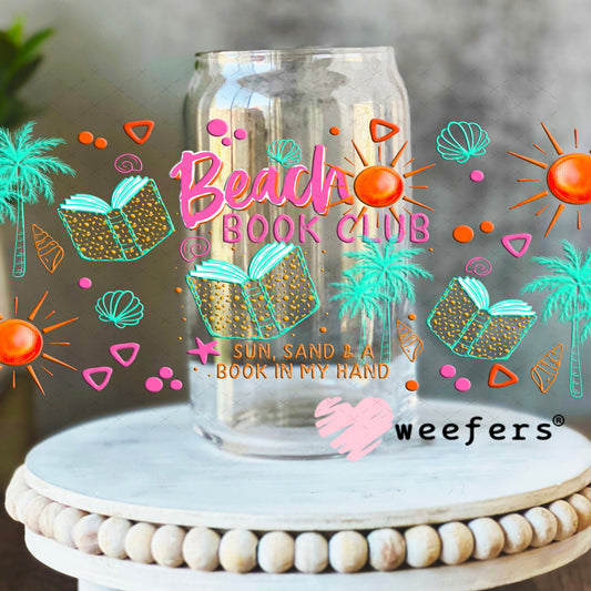 UV DTF Cup Wraps - Beach Book Club 16oz Libbey Glass Original Size Weefers