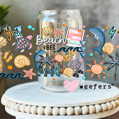 UV DTF Cup Wraps - Beach Vibes 16oz Libbey Glass Original Size Weefers