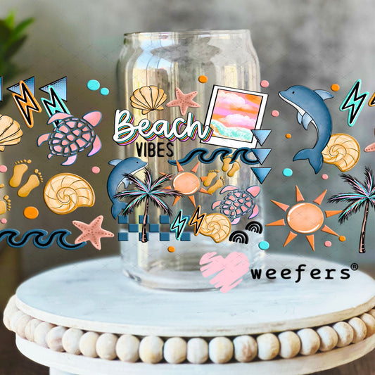 UV DTF Cup Wraps - Beach Vibes 16oz Libbey Glass Original Size Weefers