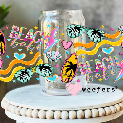 UV DTF Cup Wraps - Beach Babe 16oz Libbey Glass Original Size Weefers