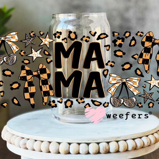 UV DTF Cup Wraps - Mama Orange and Camo 16oz Libbey Glass Original Size Weefers