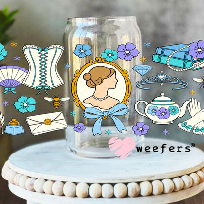 UV DTF Cup Wraps - Victorian Era Bridgerton 16oz Libbey Glass Original Size Weefers